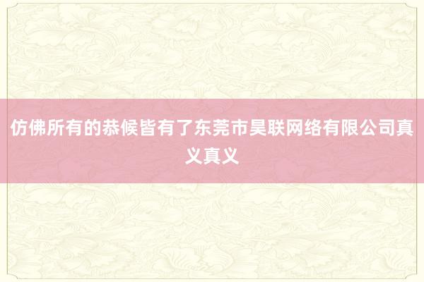 仿佛所有的恭候皆有了东莞市昊联网络有限公司真义真义